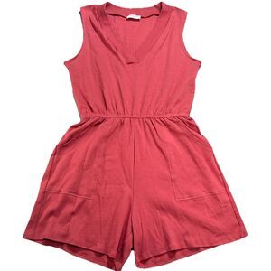 Zenana Romper‎ Sleeveless V-neck Salmon/pink ,Pockets Sz XL Comfy, Preppy, Dress
